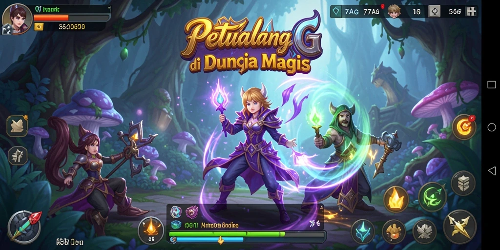 Screenshot gameplay 77AG menampilkan petualangan seru di dunia magis.