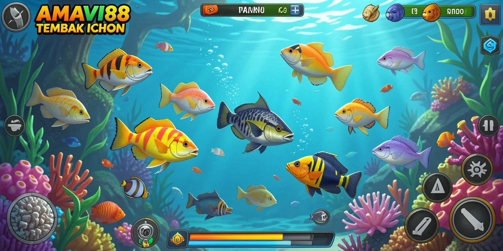 Tampilan grafis memukau dari gameplay Tembak Ikan AMAVI88.