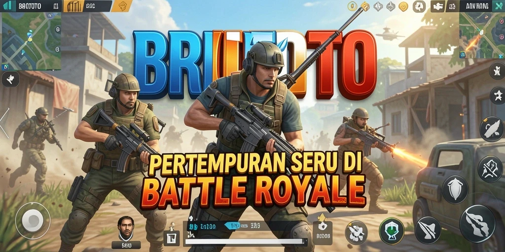 Tampilan gameplay BRIOTOTO saat bertempur di arena Battle Royale.