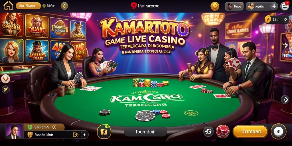 Screenshot gameplay KAMARTOTO dengan dealer langsung dan pemain aktif.