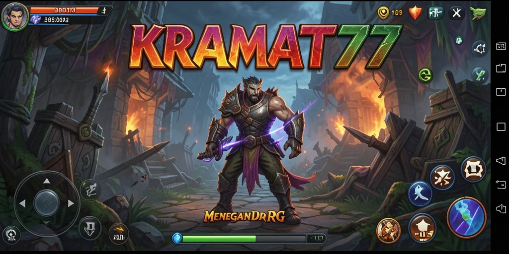 Tangkapan layar utama KRAMAT77 menampilkan aksi RPG yang seru.