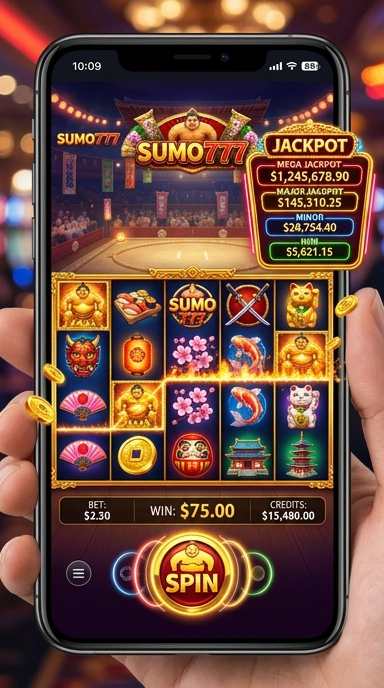 Tampilan aplikasi Sumo777 di perangkat Android.